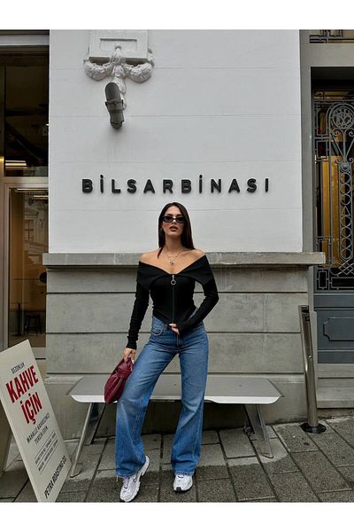 SHEYMA Bluză cu fermoar cu guler BUTIK