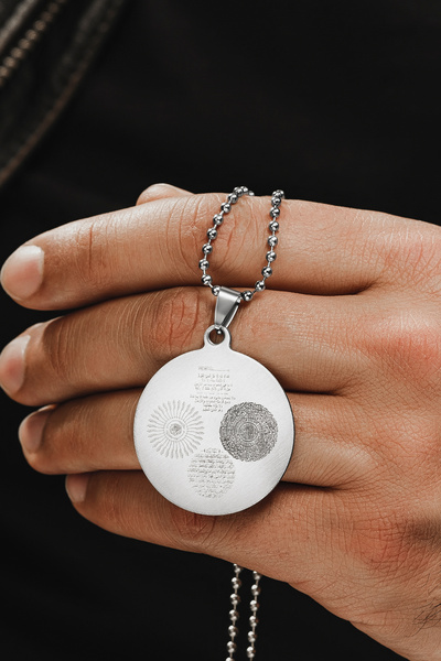 OSMANLI GÜMÜŞ 12 Dualı Çift Taraflı Koruyucu Zırh Kolyesi Celcelütiye , Nazar Duası , Rufai Gülü