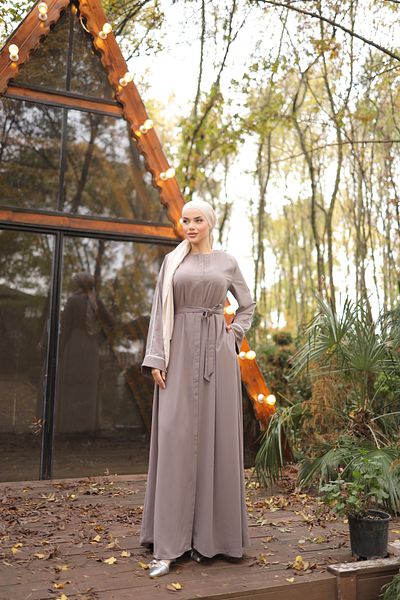 Nissra Ankanoor Mink Hidden Placket Piping Abaya Sleeve Abaya Anka255058