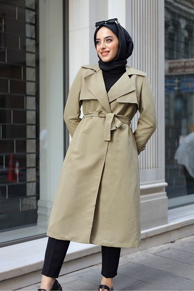 ALNİSS COLLECTİON Επιμεταλλωμένη καμπαρντίνα Hijab με επένδυση με κουμπιά