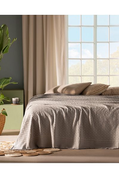 Madame Coco Aceline Double 100% Cotton Bedspread - Gray