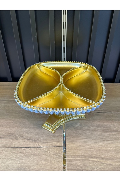 ZEKİ HEDİYELİK Taşlı Polyester Dört Bölmeli Çerezlik – Şık Ve Zarif Sunumluk