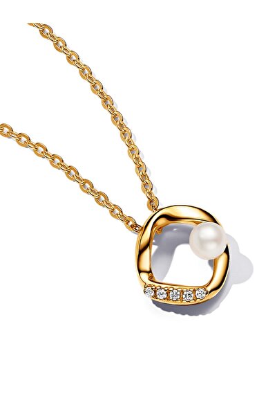 Pandora Doğal Şekilli Pavé Yuvarlak ve İşlenmiş Tatlı Su Kültür İncisi Kolye