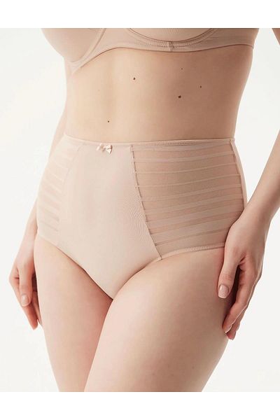 BE CURVY Γυναικεία σλιπ Aster ψηλόμεση μαύρισμα - Διπλό στρώμα ειδικά σχεδιασμένο δίχτυ και διάφανη λεπτομέρεια από τούλι C0T1N0O5