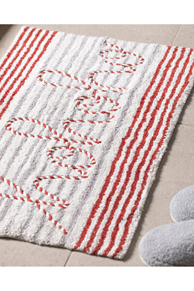 Madame Coco Fleuramour Bath Mat - White/Red/Grey - 50X80 cm