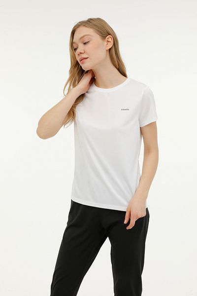 Kinetix Tricou cu mânecă scurtă pentru femei W-sn230 Basic Pes C Gât alb