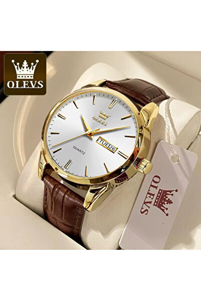OLEVS KLASİK DERİ KORDON  YENİ SEZON ÇELİK ERKEK KOL SAATİ
