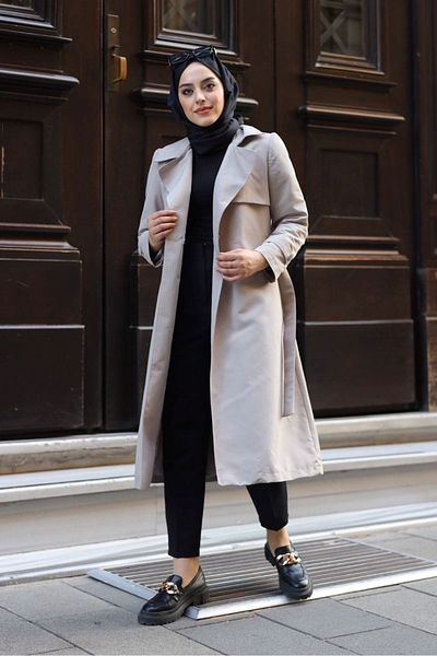 ALNİSS COLLECTİON Επιμεταλλωμένη καμπαρντίνα Hijab με επένδυση με κουμπιά
