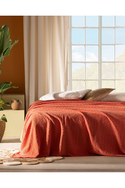 Madame Coco Aceline Orange Single 100% Cotton Bedspread