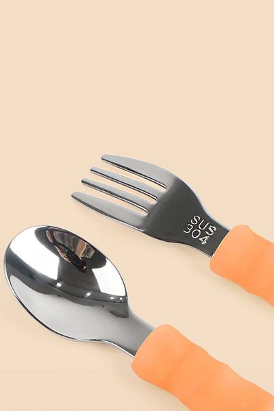 Chavin 304 Steel Orange Baby Spoon and Fork Set Cin930Tr