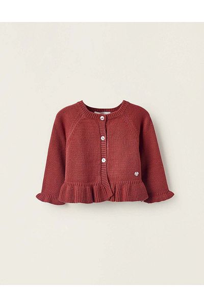 Ziddy CARDIGAN WITH RUFFLES FOR NEWBORN GIRLS, ORANGE
