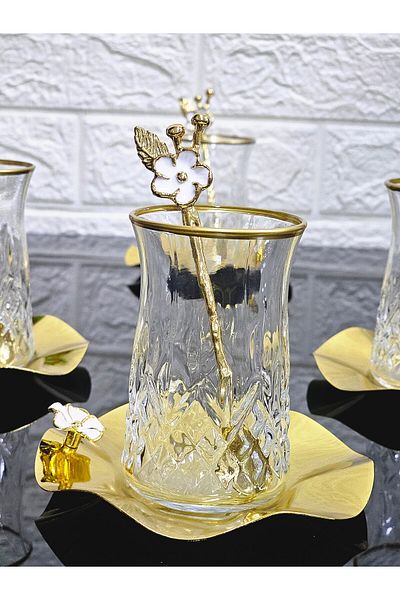 atabey home 18 Pcs Odin Tee Set with Matte Soldier with Metal Plate and Spoon White Japanese Rose