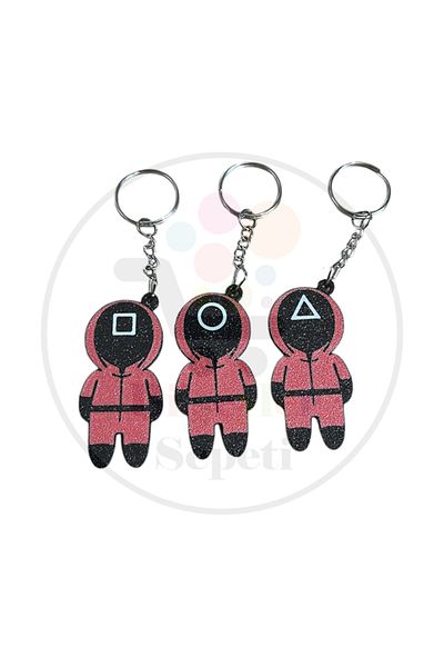 Bi'şeyler Sepeti Squid Game Soldier Figure 3-Piece Figure Keychain Set