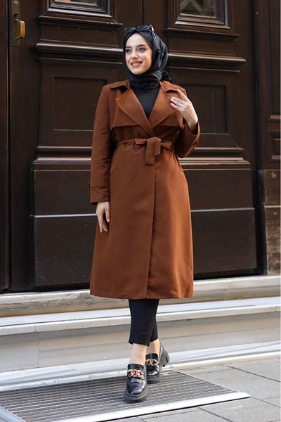 ALNİSS COLLECTİON Επιμεταλλωμένη καμπαρντίνα Hijab με επένδυση με κουμπιά