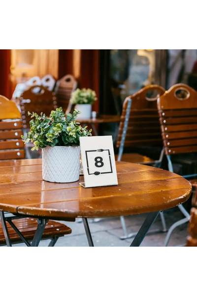 Pleksi Marketi Menü ve Poster Tutucu 8'li Şeffaf Akrilik L Şeklinde Stand Seti | Restoran, Ofis, Mağaza ve Düğün