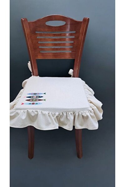 shules collection EL YAPIMI BULDAN YIKANMIS KETEN BALIK NAKISLI FIRFIRLI SANDALYE MİNDERİ