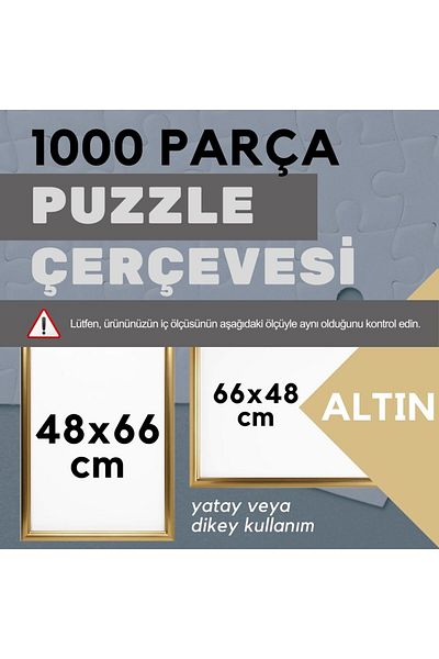 CreaWitch 66X48 cm - Puzzle Frame 1000 Pieces Color Black Brown Gold White Clear Pvc