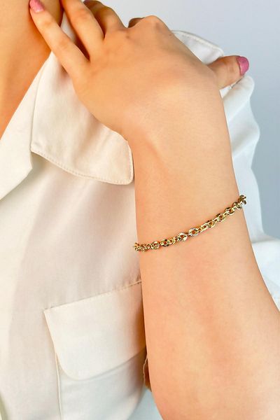 Sose Moda Xuping Tiny Imprint - Ring Bracelet, Gold Color