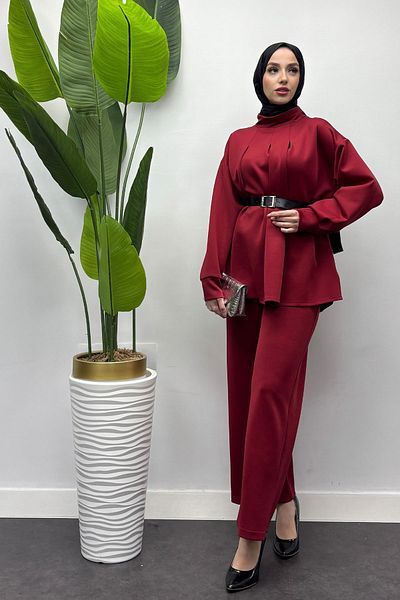 Tesettür Diyarı Women's Scuba Belted Tunic Set