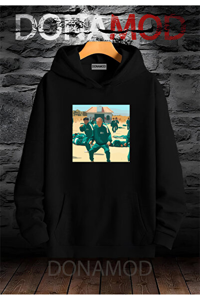 donamod Joc Squid Game și hanorac supradimensionat cu glugă - design coreean verde deschis roșu