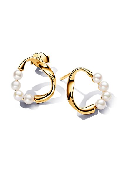 Pandora Doğal Şekilli Yuvarlak ve İşlenmiş Tatlı Su Kültür İncileri Çivi Küpeler