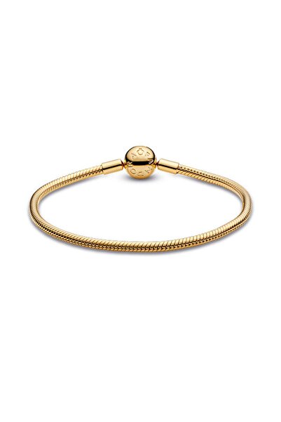 Pandora Moments 14 Ayar Altın Kaplama Düz Klipsli Bileklik