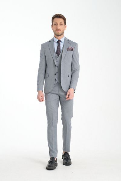 Frappoli Slim Fit Ανδρικό μονόχρωμο μονόχρωμο κοστούμι με διπλή σχισμή