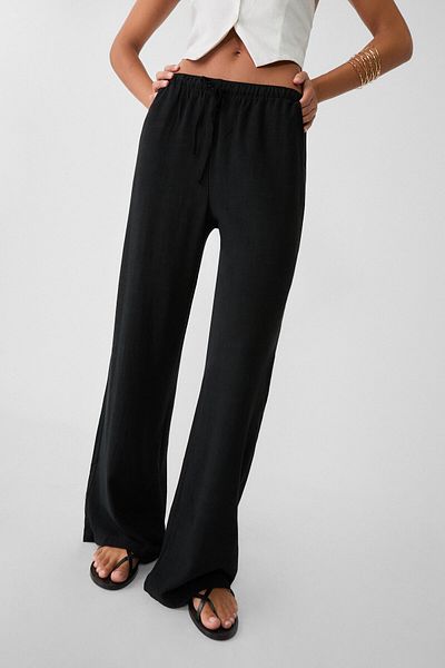 Stradivarius Linen Blended Loose Cut Trousers