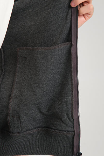 Frappoli Men's Slim Fit Slim Fit Stand Collar Long Zip Solid Cardigan