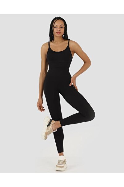 Superstacy Rachel Dikişsiz Siyah Spor Tulum