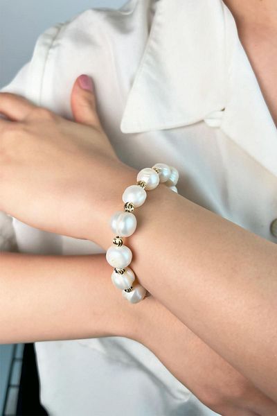 Sose Moda White Natural Big Pearl Dorika Bracelet