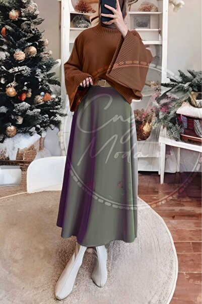 RamessButik A Line Kadın Scuba Kumaş Puf Kloş Tesettür Etek