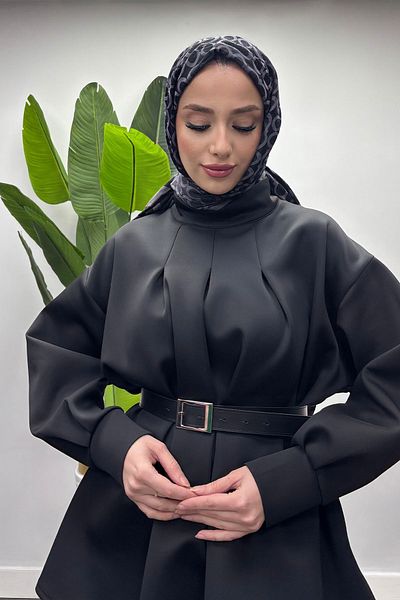 Tesettür Diyarı Women's Scuba Belted Tunic Set