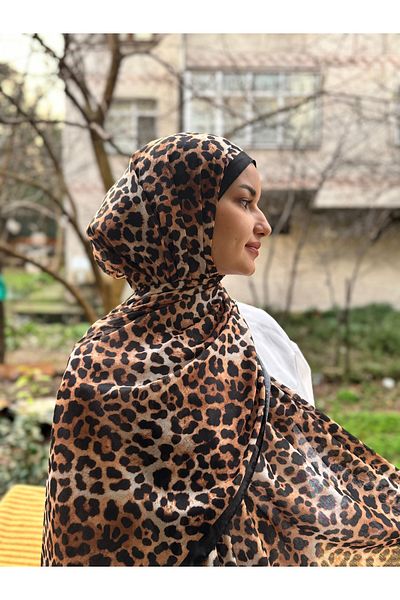 shalby Black Soft Cotton Hijab Leopard Patterned Shawl