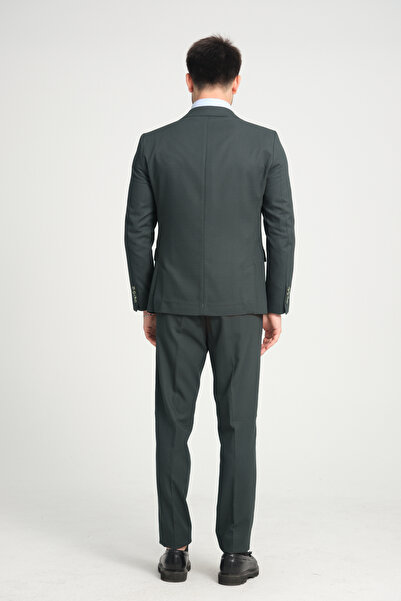 Frappoli Slim Fit Erkek Düz Mono Yaka Çift Yırtmaçlı Astarlı Takim Elbise
