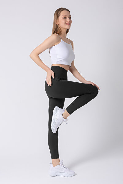 nulu Kadın Siyah Lazer Kesim Ekstra Toparlayıcı Push Up Sporcu Tayt