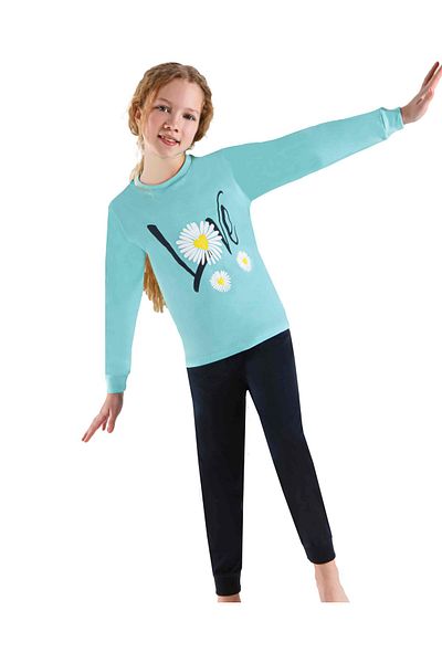 ERDEM İÇ GİYİM Weweus Green Girl's Pajama Set 3747