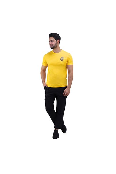 Giordano تي شيرت رجالي من القطن بطبعة جيرسي (AI TEE)