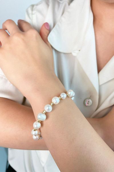 Sose Moda White Natural Small Pearl Dorika Bracelet