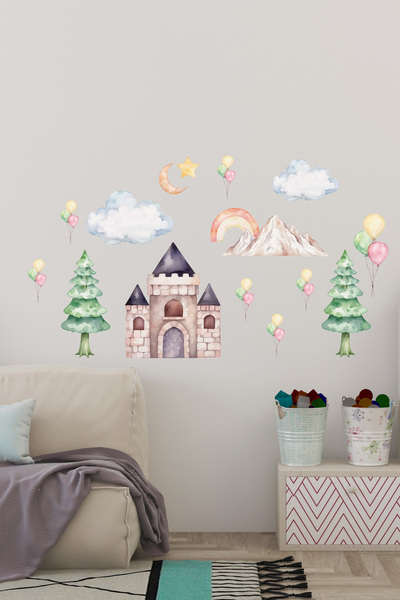 esatoys Set de autocolante pentru camera copiilor cu tematică castel