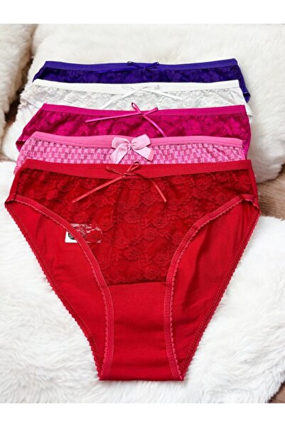 Hirazenmoda Βαμβακερό εσώρουχο με δαντέλα μπροστά, συσκευασία 5 τεμαχίων