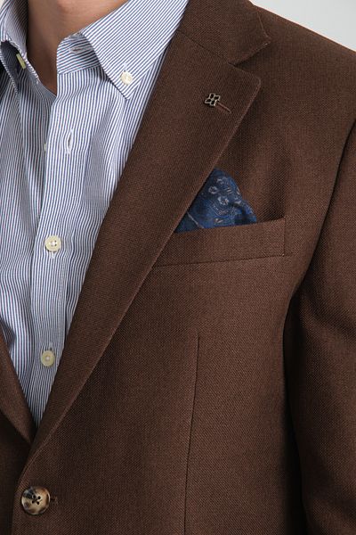 Frappoli Ανδρικό σακάκι Alfredo Coffee Mono γιακά με λινό σχέδιο Slim Fit Sports Blazer Jacket