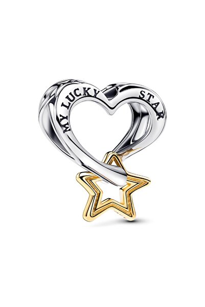 Pandora Şanslı Yıldız ve Kalp 14 Ayar Pembe Altın Kaplama Charm