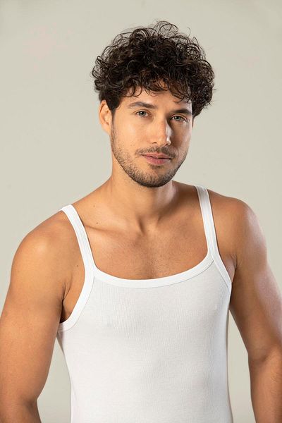ERDEM İÇ GİYİM Erdem White Thin Strap Men's Camisole Undershirt 1117