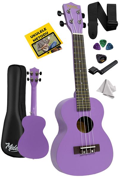 Midex UKX-233PRP Purple Concert Ukulele (Τσάντα με λουράκι Method Pena)