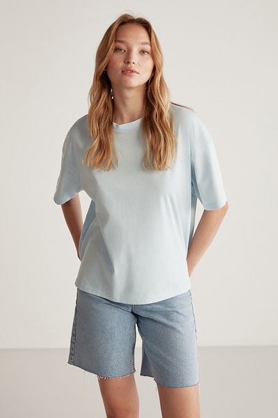GRIMELANGE Γυναικεία Jemmy - Μπλουζάκι γαλάζιο Relaxed Fit 100% οργανικό βαμβάκι