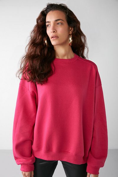 GRIMELANGE Dámska mikina Susana Crew Neck Oversize Fit Basic Pink