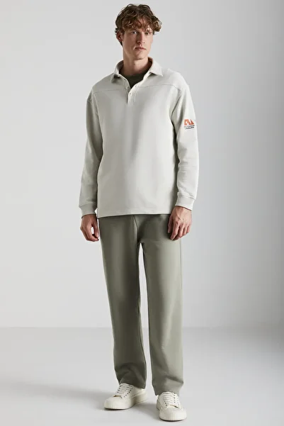 GRIMELANGE Pantaloni de trening pentru bărbați, din bumbac organic, cu 3 fire, din țesătură moale Bıbury, verde deschis