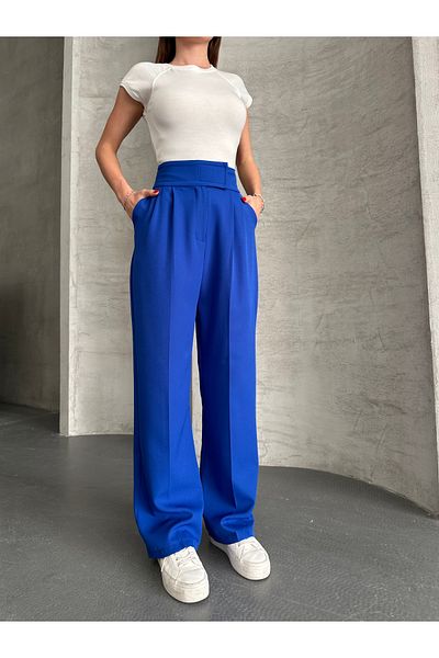 LePold Pantaloni Palazzo negri cu închidere velcro din Lycra de damă