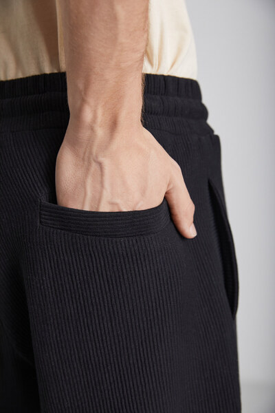 GRIMELANGE Ανδρικό ύφασμα με σχέδια Berthola κανονική εφαρμογή με 3 κλωστές μαύρο φούτερ από οργανικό βαμβάκι